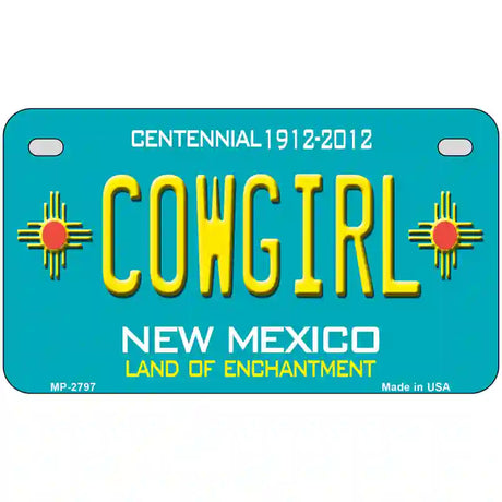 Cowgirl New Mexico Teal Novelty Metal License Plate 7" x 4" (MP)