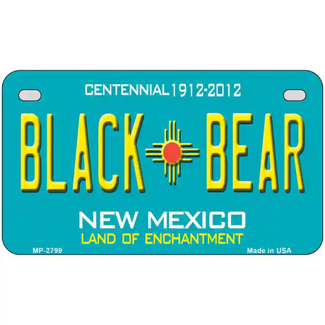 Black Bear New Mexico Teal Novelty Metal License Plate 7" x 4" (MP)