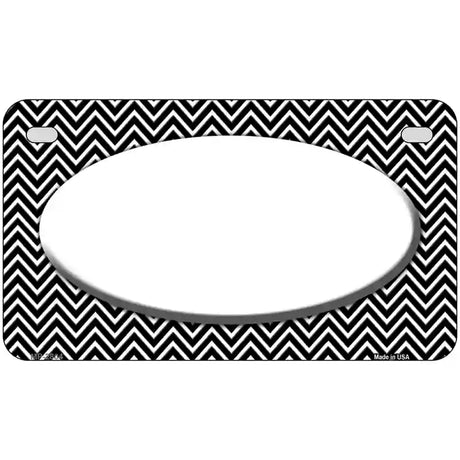 Black White Chevon Center Oval Metal Novelty License Plate 7" x 4" (MP)