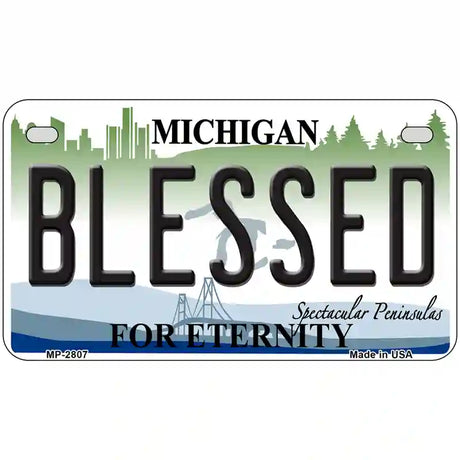 Blessed Michigan State Metal Novelty License Plate 7" x 4" (MP)