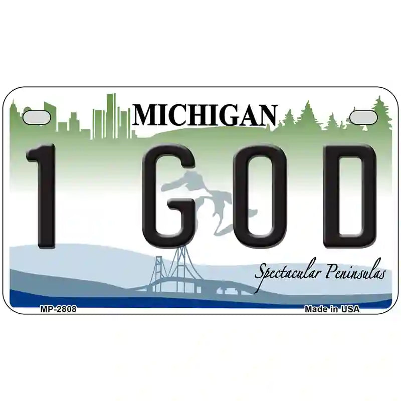 1 GOD Michigan State Metal Novelty License Plate 7" x 4" (MP)