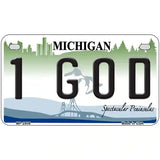 1 GOD Michigan State Metal Novelty License Plate 7" x 4" (MP)