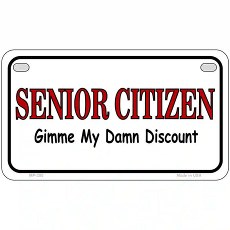 Senior Citizen Discount Metal Novelty License Plate 7" x 4" (MP)