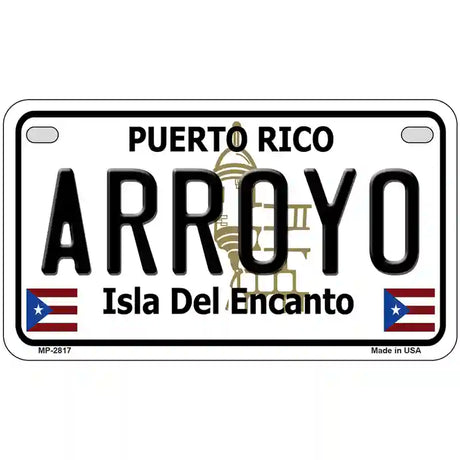 Arroyo Puerto Rico Metal Novelty License Plate 7" x 4" (MP)