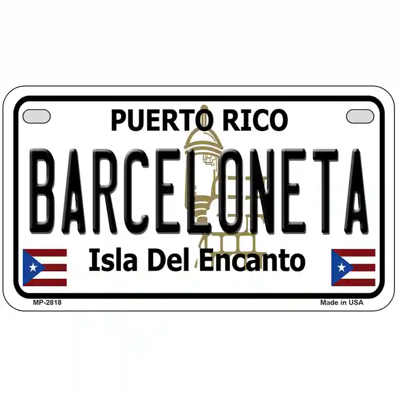 Barceloneta Puerto Rico Metal Novelty License Plate 7" x 4" (MP)