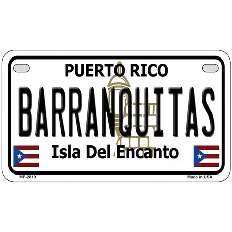 Barranquitas Puerto Rico Metal Novelty License Plate 7" x 4" (MP)