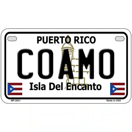 Coamo Puerto Rico Metal Novelty License Plate 7" x 4" (MP)