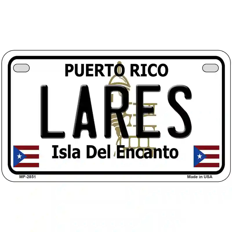 Lares Puerto Rico Metal Novelty License Plate 7" x 4" (MP)