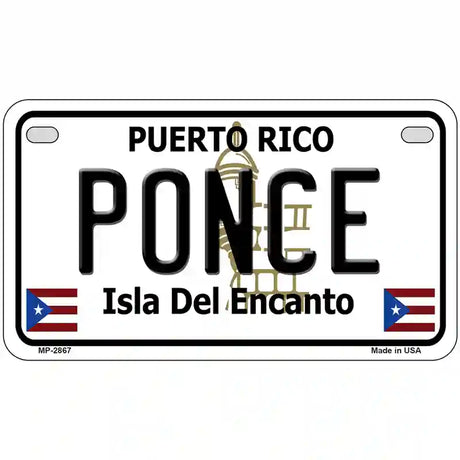 Ponce Puerto Rico Metal Novelty License Plate 7" x 4" (MP)