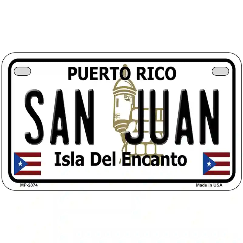 San Juan Puerto Rico Metal Novelty License Plate 7" x 4" (MP)