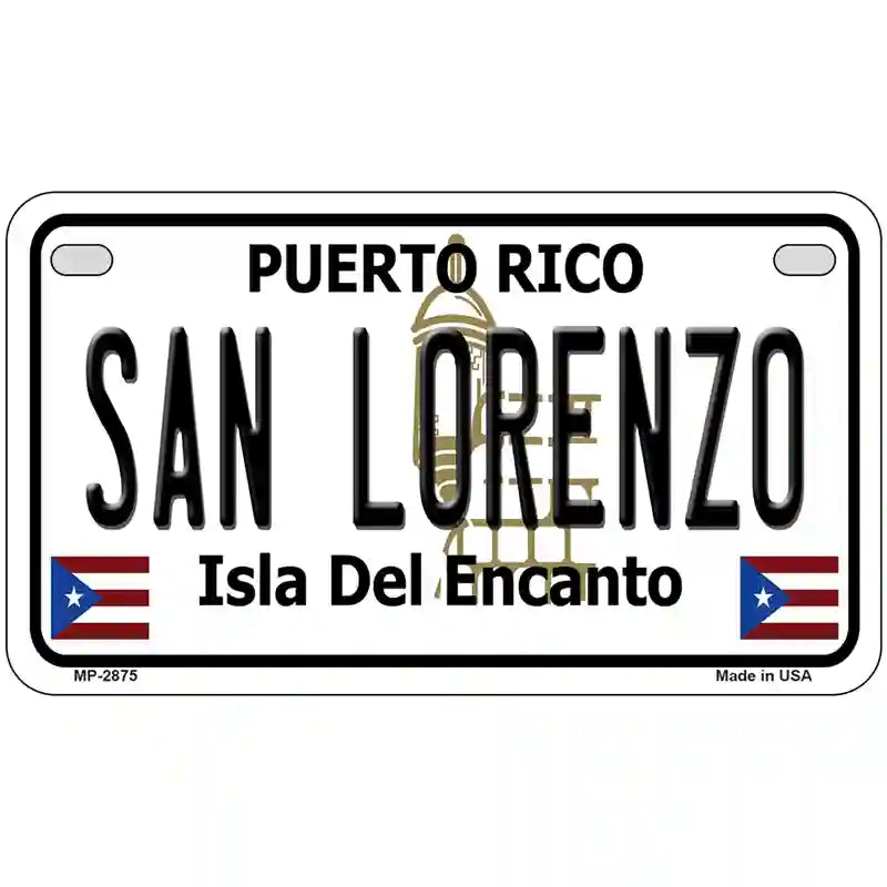 San Lorenzo Puerto Rico Metal Novelty License Plate 7" x 4" (MP)