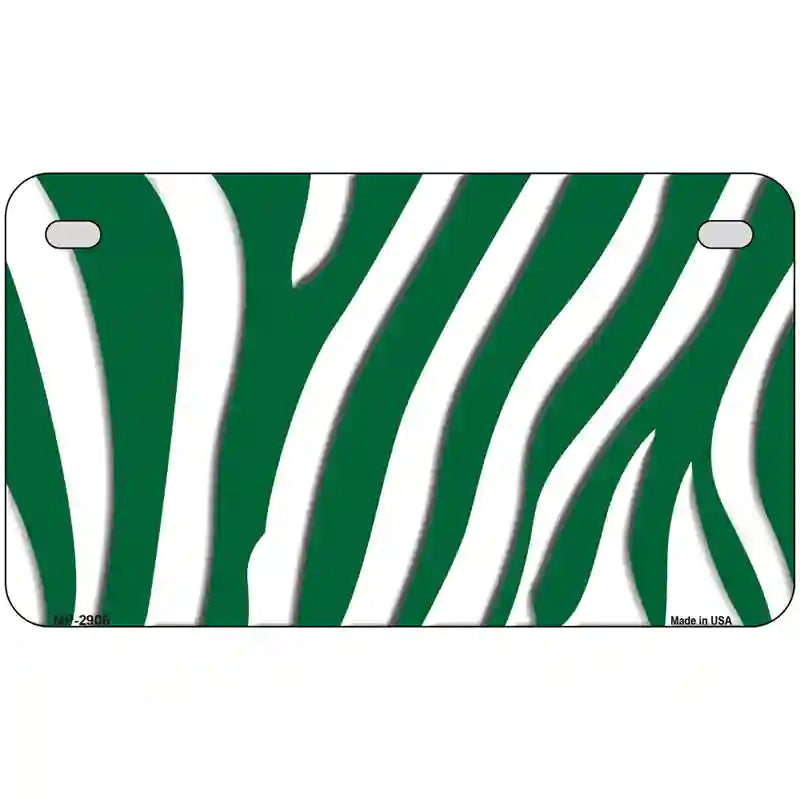 Green White Zebra Metal Novelty License Plate 7" x 4" (MP)