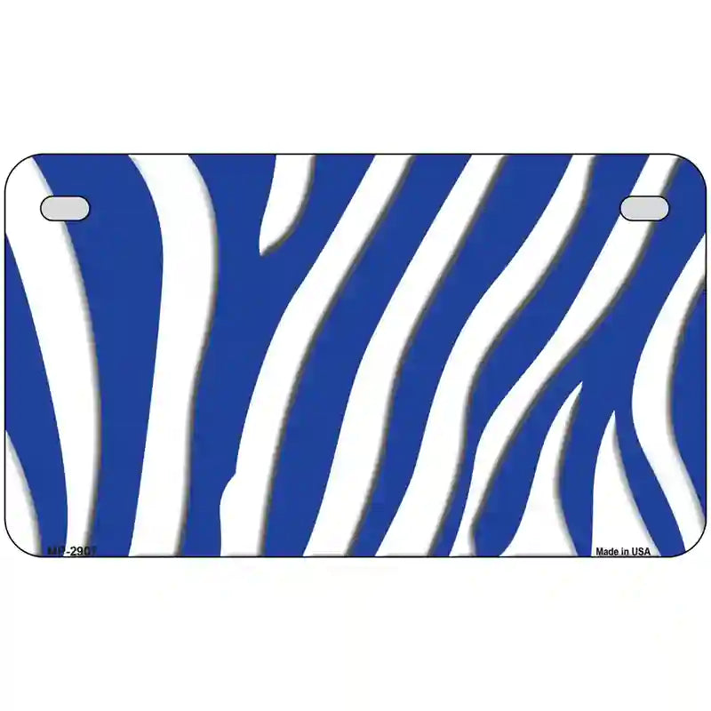 Blue White Zebra Metal Novelty License Plate 7" x 4" (MP)