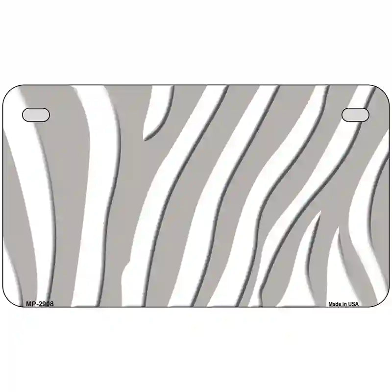 Grey White Zebra Metal Novelty License Plate 7" x 4" (MP)