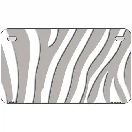 Grey White Zebra Metal Novelty License Plate 7" x 4" (MP)