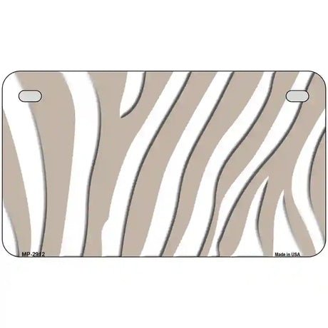 Tan White Zebra Metal Novelty License Plate 7" x 4" (MP)