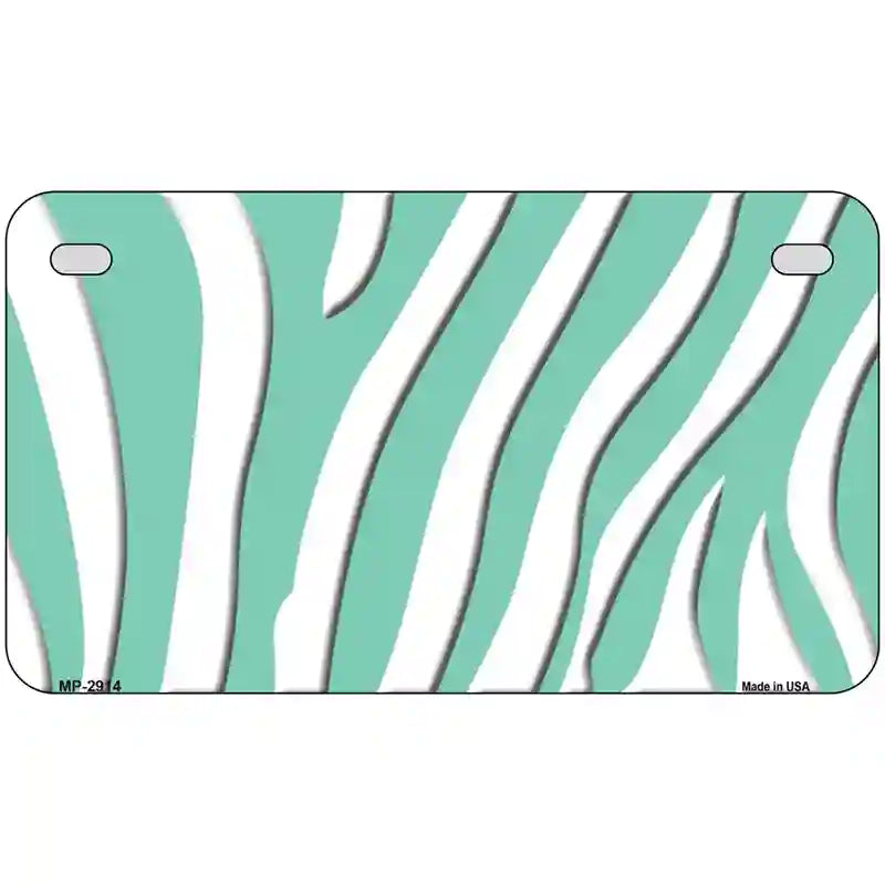 Mint White Zebra Metal Novelty License Plate 7" x 4" (MP)