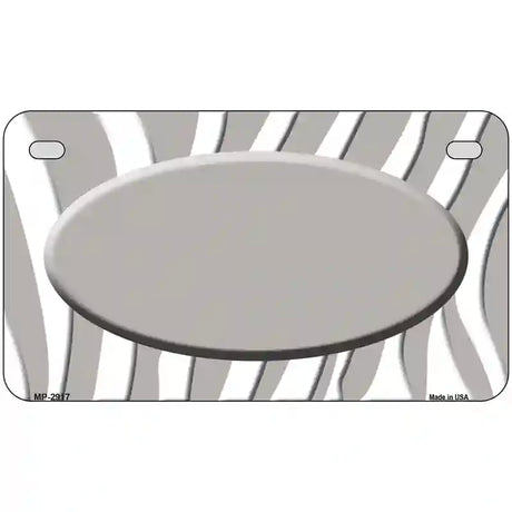 Grey White Zebra Grey Center Oval Metal Novelty License Plate 7" x 4" (MP)