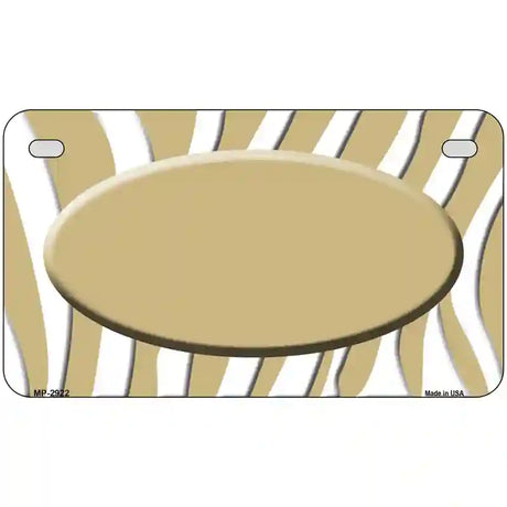 Gold White Zebra Gold Center Oval Metal Novelty License Plate 7" x 4" (MP)