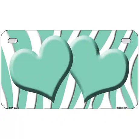 Mint White Zebra Mint Centered Hearts Novelty License Plate 7" x 4" (MP)