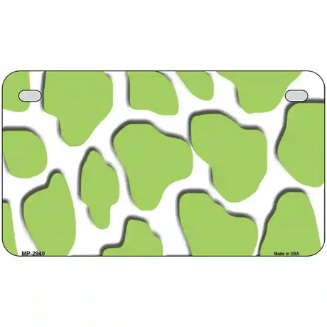 Lime Green White Giraffe Metal Novelty License Plate 7" x 4" (MP)