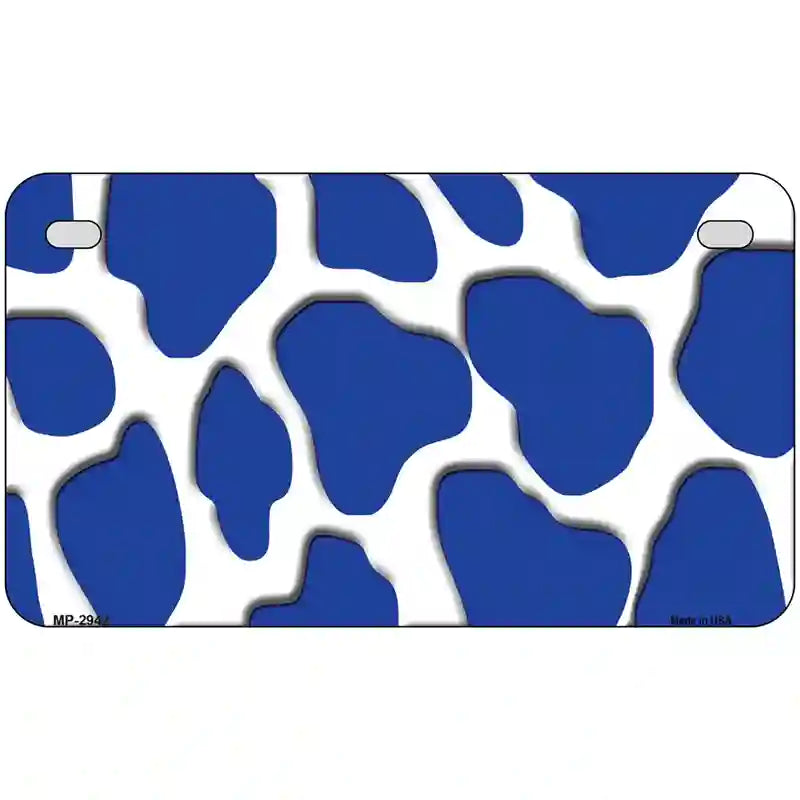 Blue White Giraffe Metal Novelty License Plate 7" x 4" (MP)