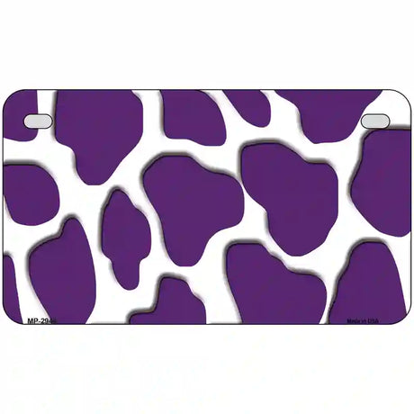 Purple White Giraffe Metal Novelty License Plate 7" x 4" (MP)