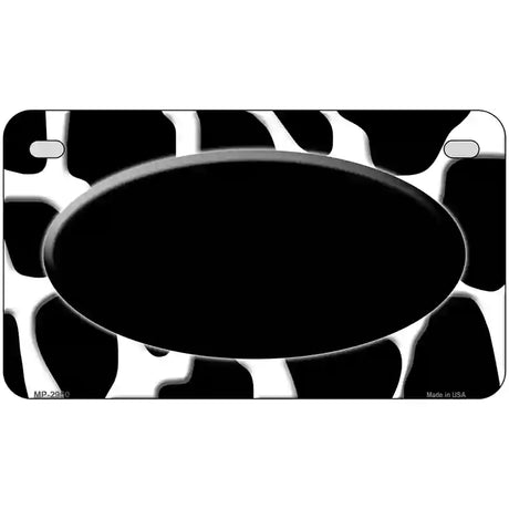 Black White Giraffe Black Center Oval Metal Novelty License Plate 7" x 4" (MP)