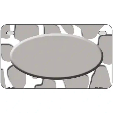 Grey White Giraffe Grey Center Oval Metal Novelty License Plate 7" x 4" (MP)