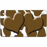 Brown White Giraffe Brown Centered Hearts Novelty License Plate 7" x 4" (MP)