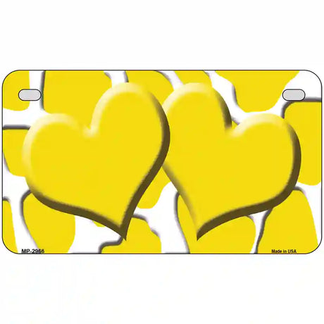 Yellow White Giraffe Yellow Centered Hearts Novelty License Plate 7" x 4" (MP)