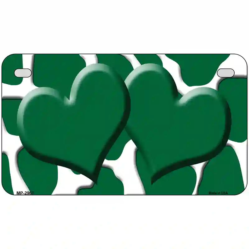 Green White Giraffe Green Centered Hearts Novelty License Plate 7" x 4" (MP)