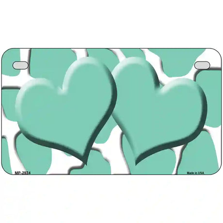 Mint White Giraffe Mint Centered Hearts Novelty License Plate 7" x 4" (MP)