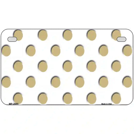 Gold White Polka Dot Metal Novelty License Plate 7" x 4" (MP)