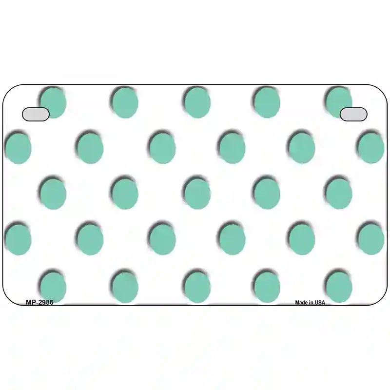 Mint White Polka Dot Metal Novelty License Plate 7" x 4" (MP)