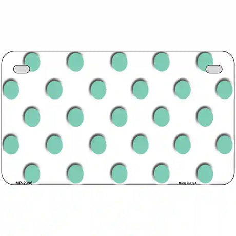 Mint White Polka Dot Metal Novelty License Plate 7" x 4" (MP)