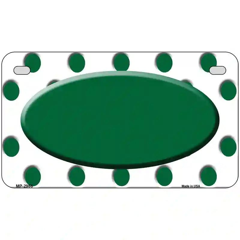 Green White Polka Dot Green Center Oval Metal Novelty License Plate 7" x 4" (MP)