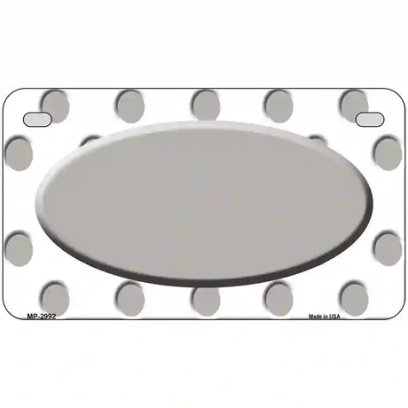 Grey White Polka Dot Grey Center Oval Metal Novelty License Plate 7" x 4" (MP)