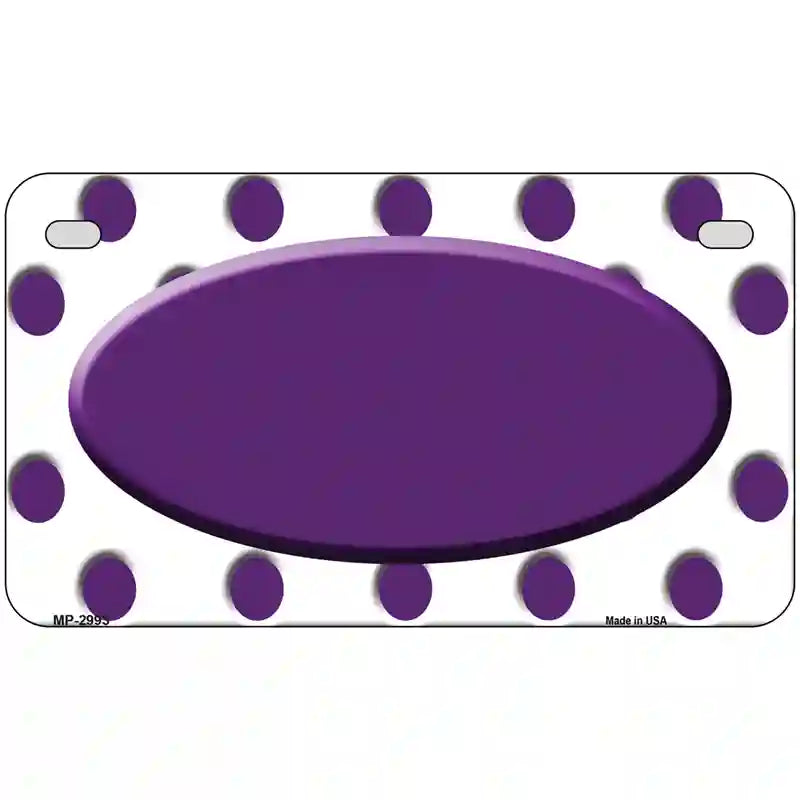 Purple White Polka Dot Purple Center Oval Metal Novelty License Plate 7" x 4" (MP)