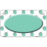 Mint White Polka Dot Teal Center Oval Metal Novelty License Plate 7" x 4" (MP)