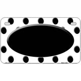 Black White Polka Dot Black Center Oval Metal Novelty License Plate 7" x 4" (MP)