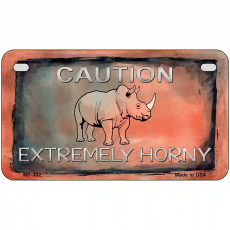 Caution Extremely Horny Metal Novelty License Plate 7" x 4" (MP)