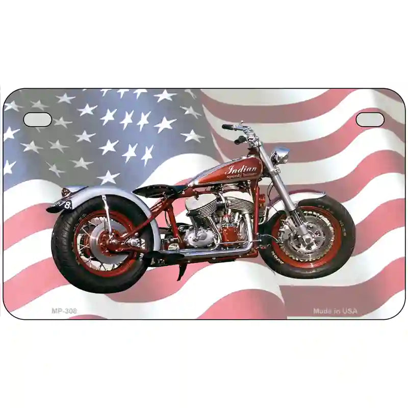 Indian Motorcycle American Flag Metal Novelty License Plate 7" x 4" (MP)