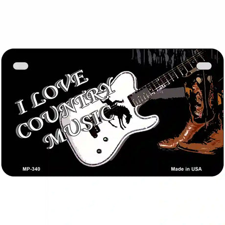 I Love Country Music Metal Novelty License Plate 7" x 4" (MP)