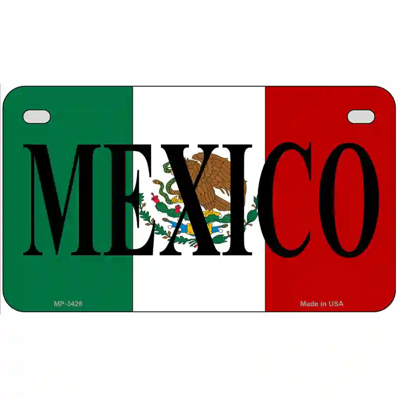 Mexico on Flag Metal Novelty License Plate 7" x 4" (MP)