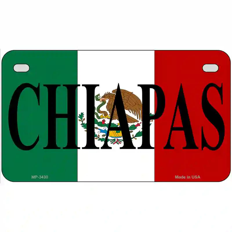 Chiapas on Mexico Flag Metal Novelty License Plate 7" x 4" (MP)