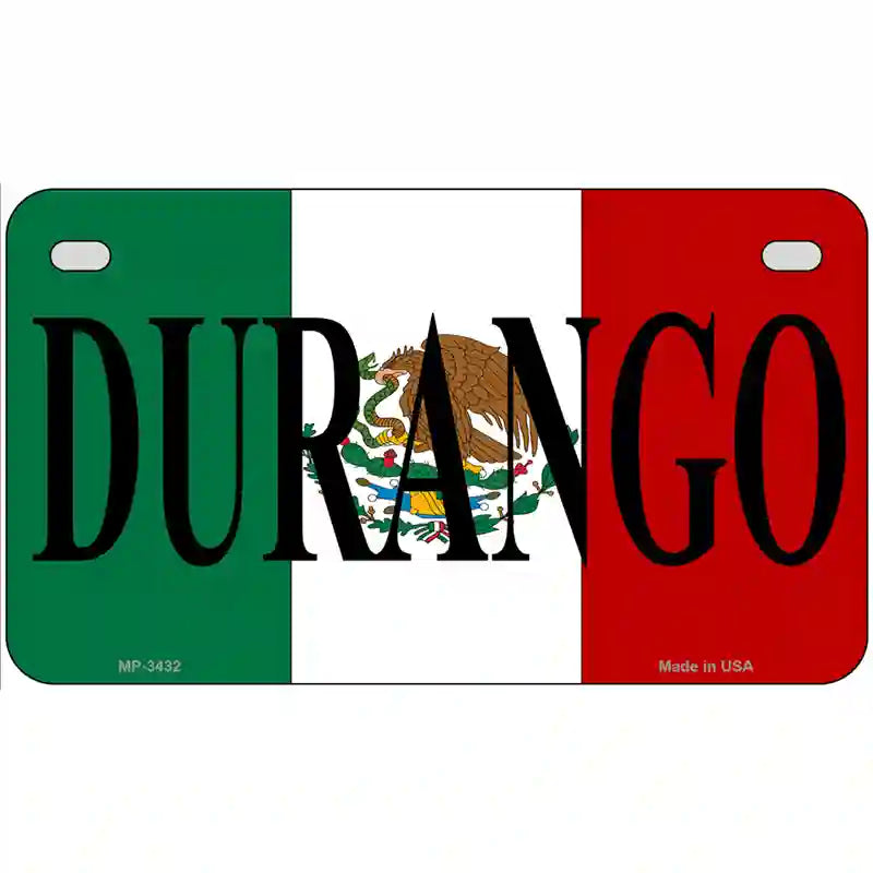 Durango on Mexico Flag Metal Novelty License Plate 7" x 4" (MP)