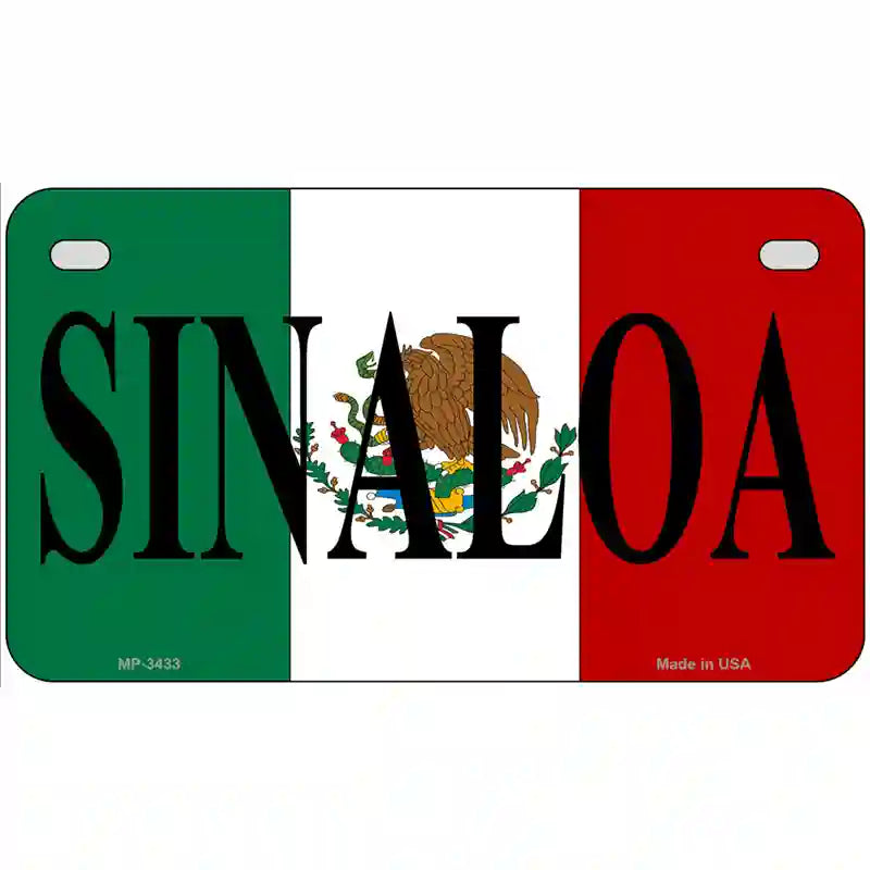 Sinaloa on Mexico Flag Metal Novelty License Plate 7" x 4" (MP)