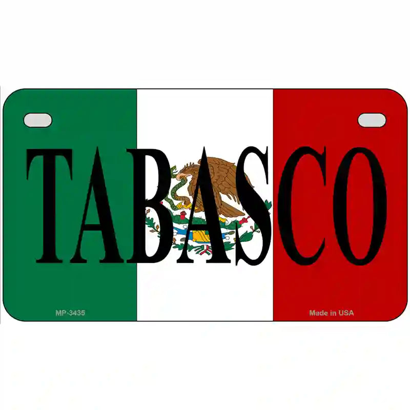 Tabasco on Mexico Flag Metal Novelty License Plate 7" x 4" (MP)