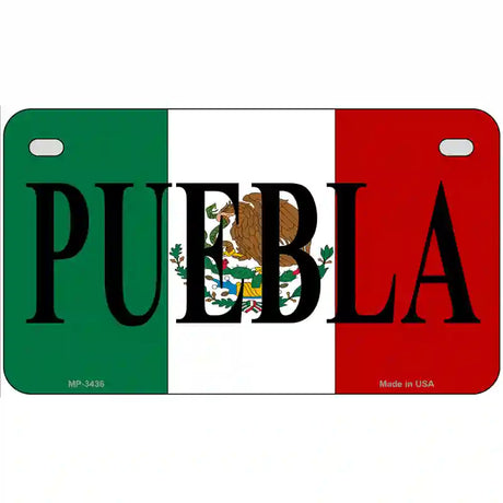 Puebla on Mexico Flag Metal Novelty License Plate 7" x 4" (MP)